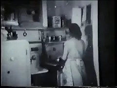 Vintage medu zajebal vrat do vrat prodajalec v kuhinji
